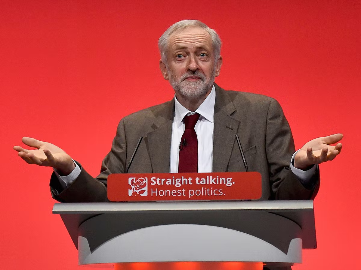 A photo of jeremy corbyn shrugging